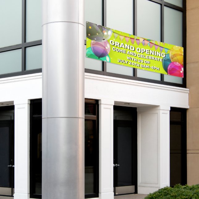 Customise Grand Opening  Balloons Bunting Business Banner (Outside Building)