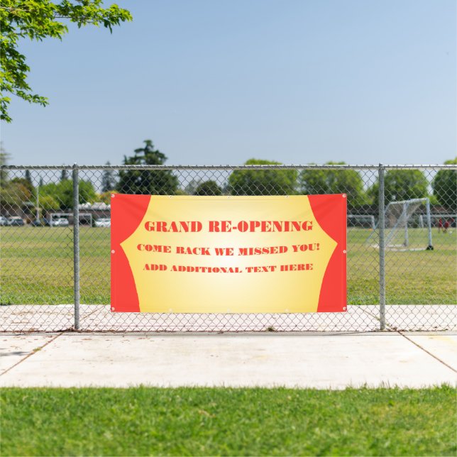Customise Grand Opening Re-Opening Soon Business Banner (Insitu)