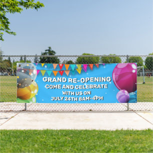 Customise Grand Re-Opening  Balloons Bunting Shop Banner
