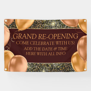 Customise Grand Re-Opening Gold Balloon Shop Banner