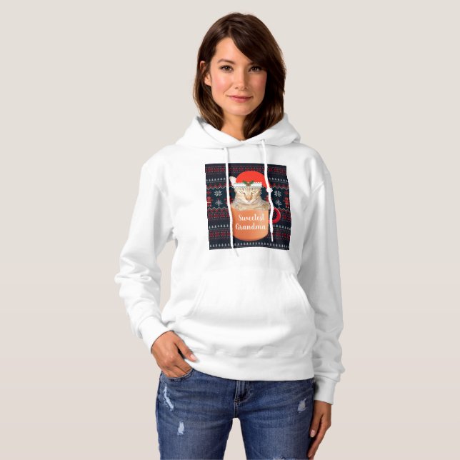 Customise Grandma's Name Christmas Gift Hoodie (Front Full)