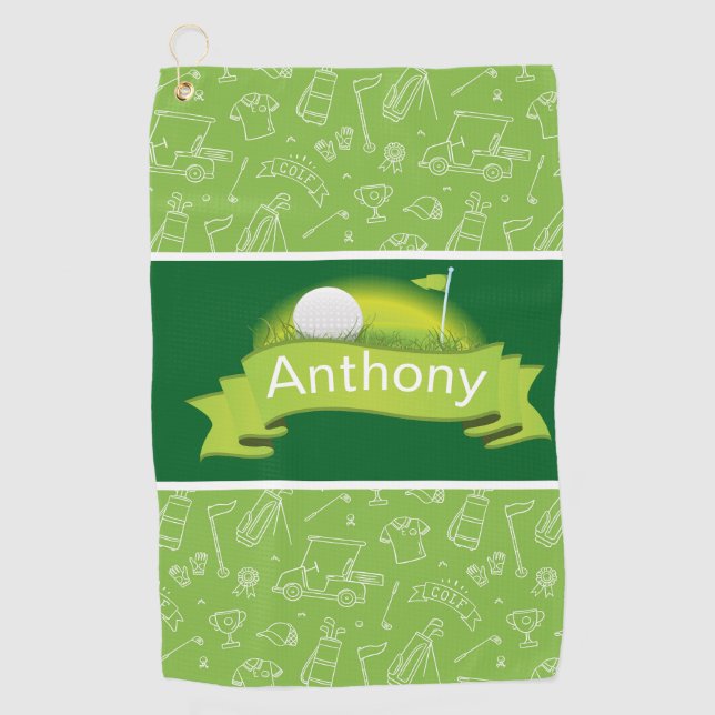 Customise Green  Golf Towel (Front)