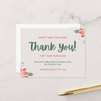 Customise Green Happy New Year Thank You Customer  Postcard