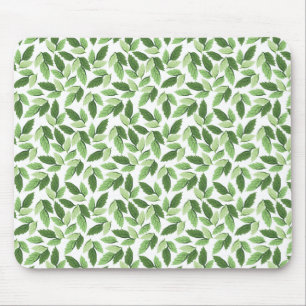 Customise Green Leaf Pattern Mouse Pad