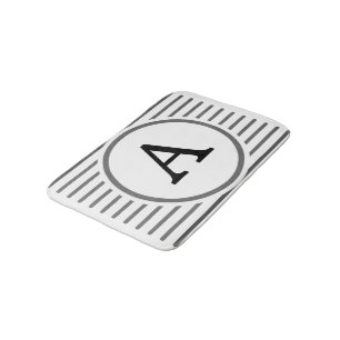 Customise Grey White Stripes Pattern Bath Mat