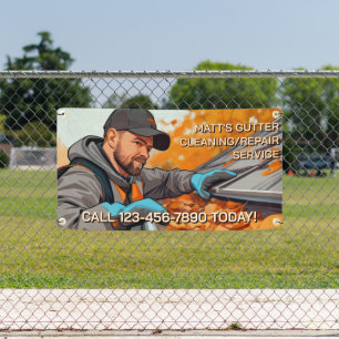 Customise Gutter Cleaning Repair Service Fence Banner