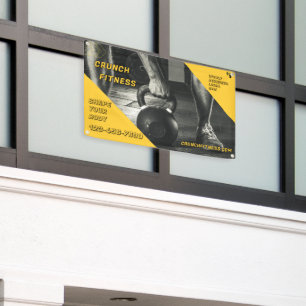 Customise Gym Workout Yellow Black Weight Image Banner