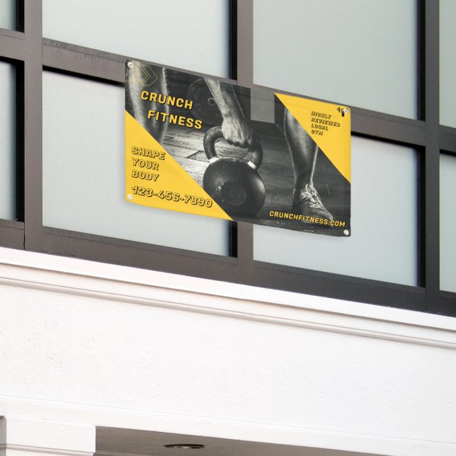 Customise Gym Workout Yellow Black Weight Image  Banner (Outside Building)