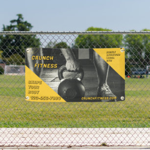 Customise Gym Workout Yellow Black Weight Image Banner