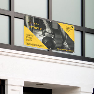 Customise Gym Workout Yellow Black Weight Image Banner