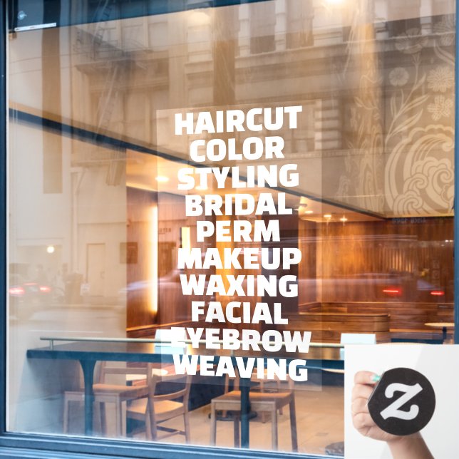 Customise Hair Salon Spa List Of Services Large (Cafe Window)