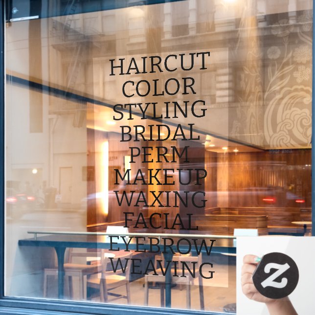 Customise Hair Salon Spa List Of Services Large (Cafe Window)