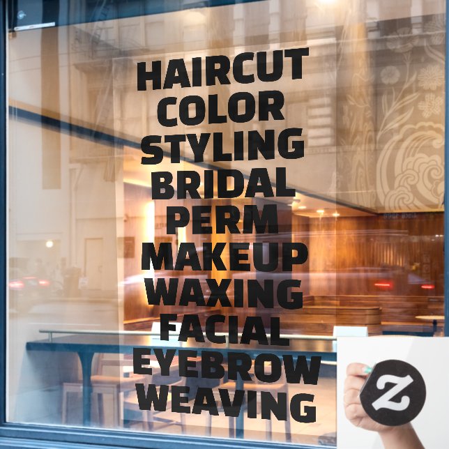 Customise Hair Salon Spa List Of Services Large (Cafe Window)