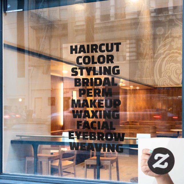 Customise Hair Salon Spa List Of Services Large (Cafe Window)