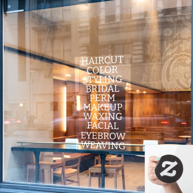 Customise Hair Salon Spa List Of Services Large Wi (Cafe Window)