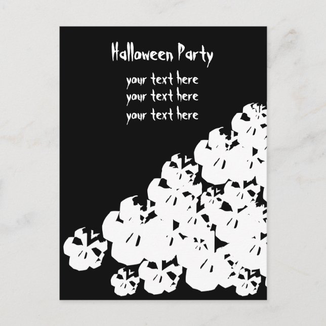 Customise Halloween party skulls  black white Invitation Postcard (Front)