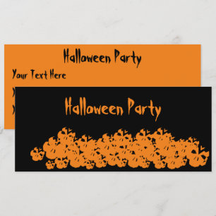 Customise Halloween Party skulls pile black orange Invitation