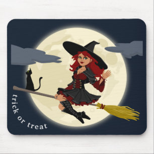 Customise Halloween Witch Design Mouse Pad
