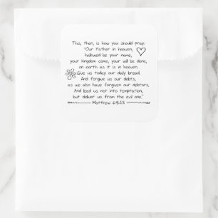 Customise Handwriting Bible Verse The Lords Prayer Square Sticker