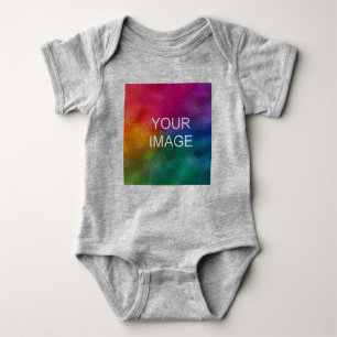 Customise Heather Grey Colour Template Add Image Baby Bodysuit