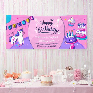 Customise Hispanic Girl Birthday Party Celebration Banner