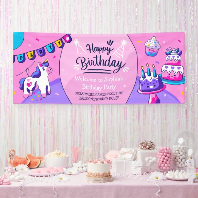 Customise Hispanic Girl Birthday Party Celebration Banner (Party)