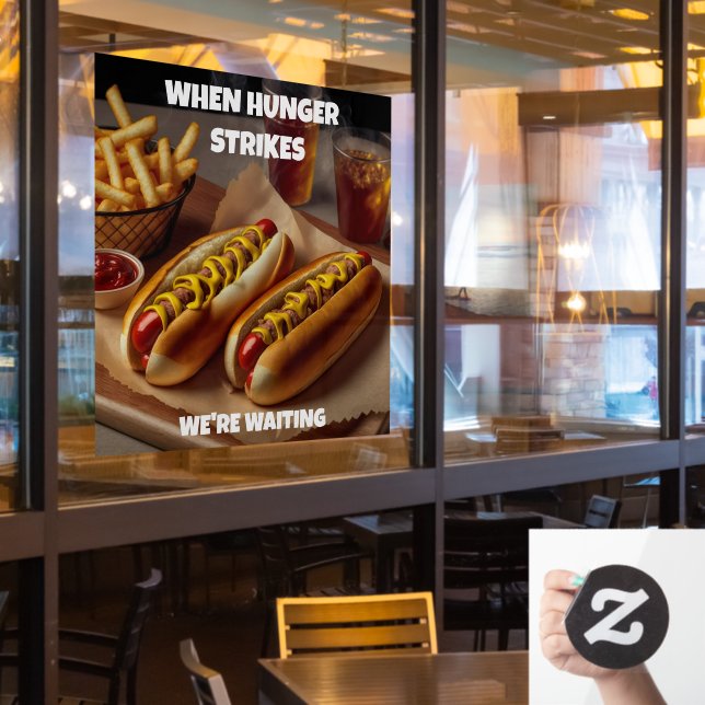 Customise Hotdogs Fries Drink Restaurant Advert  (Restaurant Window)