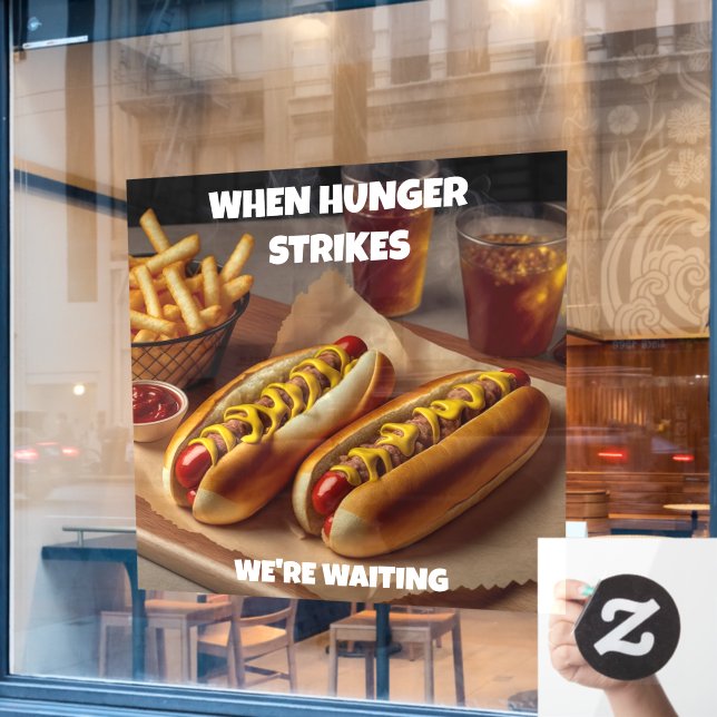Customise Hotdogs Fries Drink Restaurant Advert  (Cafe Window)
