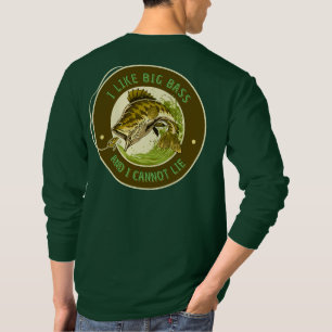Customise I Like Big Bass And I Cannot Lie Fishing T-Shirt