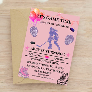 Customise Ice Hockey Birthday Theme Invitation