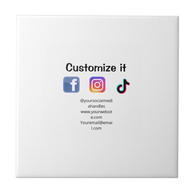 Customise it add social media website email text m tile (Front)