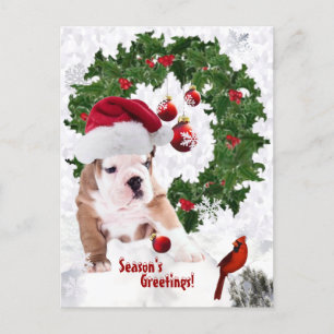 Customise It! - Bulldog Puppy Christmas Version 2 Holiday Postcard