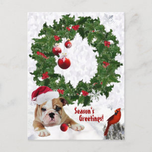 Customise It New Bulldog Puppy Christmas Version 2 Holiday Postcard