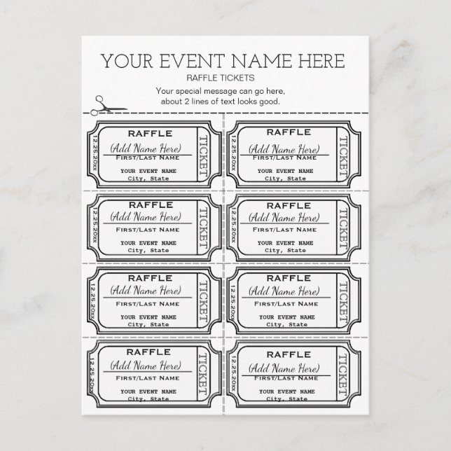 Customise It! Raffle Tickets Postcard (Front)