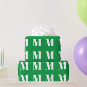 Customise it w/Initial, White Letter, green Wrapping Paper