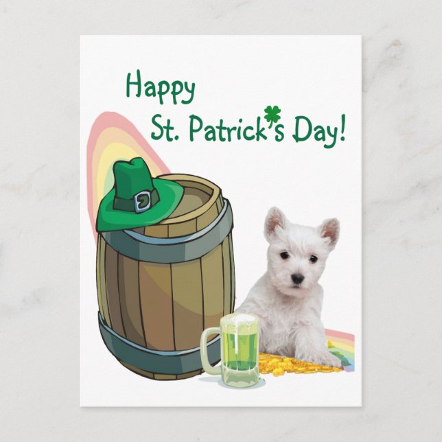 Customise It! Westie Puppy St. Patrick's Day Card (Front)