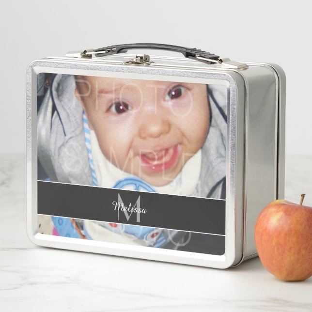 Customise it with Your photo and Monogram Metal Lunch Box (In Situ)