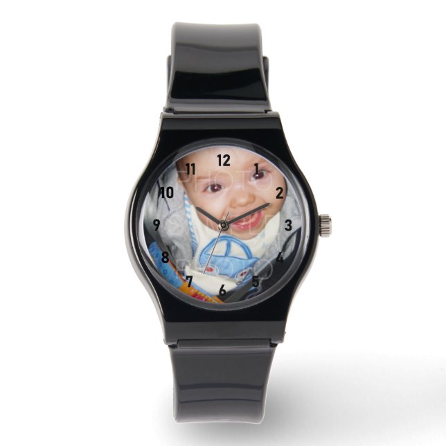Customise it with Your photo black numbers Watch (Front)