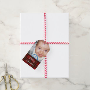 Customise it with Your photo + Red Tartan Gift Tags