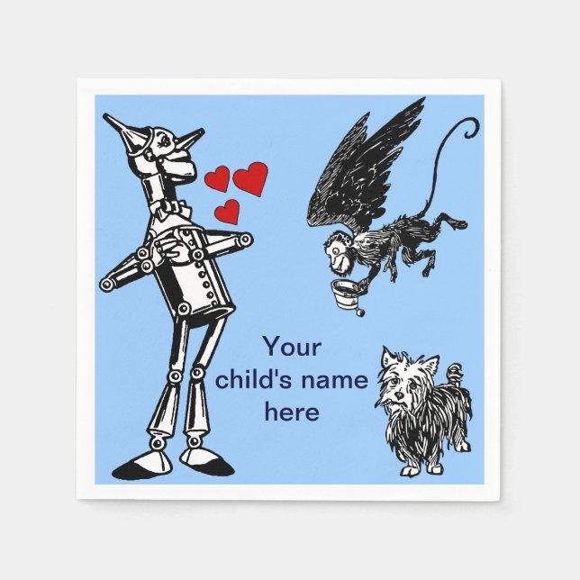 Customise it: Wizard of Oz, Tin Man, Toto Monkey Napkin (Front)