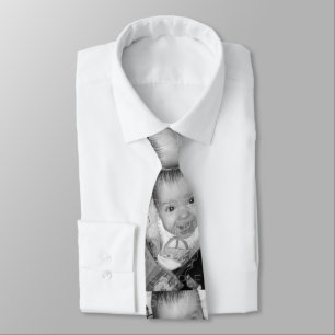Customise it Your Black and White photo pattern Tie