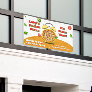Customise Italian Pizza Shop Business Pizza Time Banner