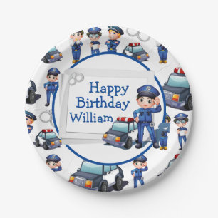 Customise Kids Policemen Paper Plate