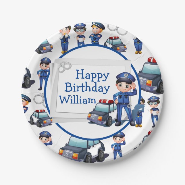 Customise Kids Policemen  Paper Plate (Front)