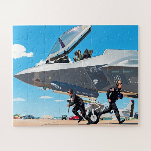 Customise Kids Pre Flight F-35 Lightning II Name  Jigsaw Puzzle (Horizontal)