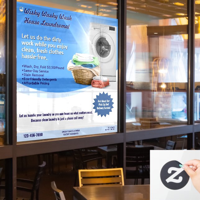 Customise Laundromat Laundry Service Wash and Fold (Restaurant Window)