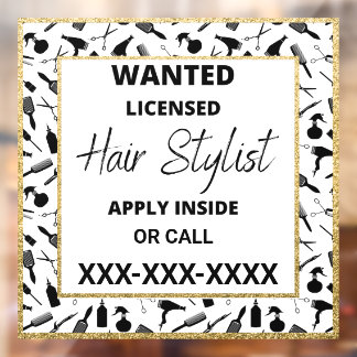 Customise Licensed Hair Stylist Wanted Gold Glitte