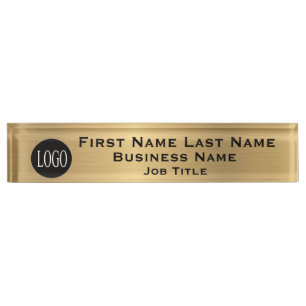 Customise Logo Desk Plate Business Name Gold Colou