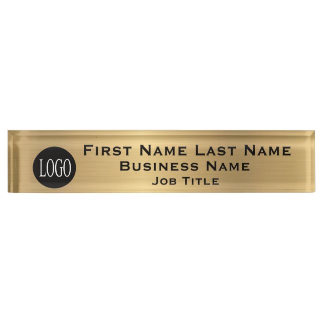 Customise Logo Desk Plate Business Name Gold Colou (Front)