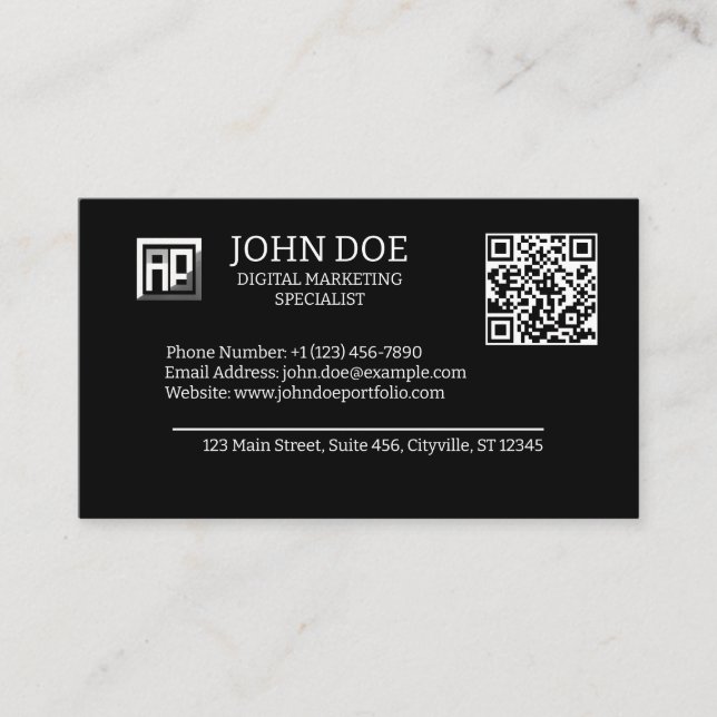 customise LOGO & QR code | Modern  Business Card (Front)